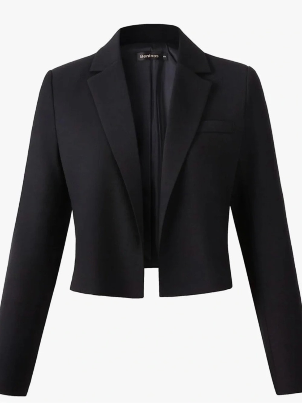 Cropped Black Blazer with Notch Lapel. Size M. Color Black